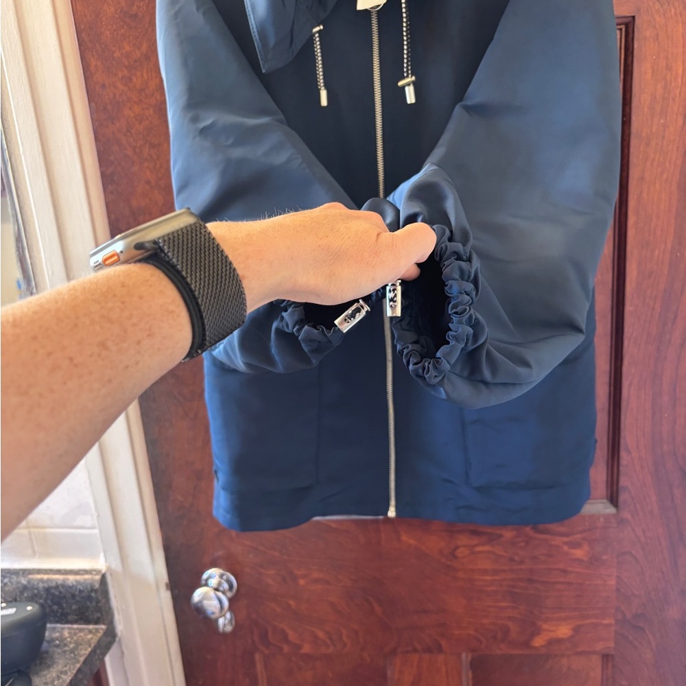 NWT Ann Taylor Women’s Waterproof, Cinched Anorak Teal Blue Raincoat CLASSY!!! - Picture 5 of 15